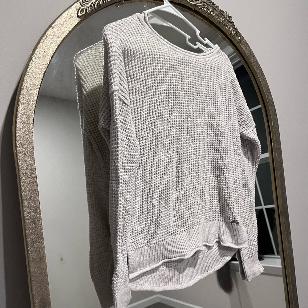 Hollister, greyish white, XS, cable knit sweater